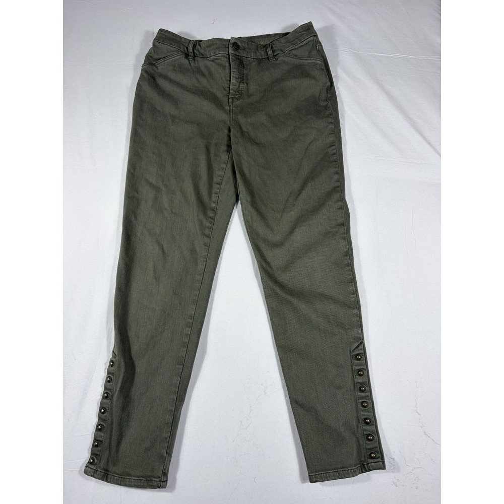Chico's So Slimming Girlfriend Ankle Jeans Womens 0.5/S Olive Denim Streetwear